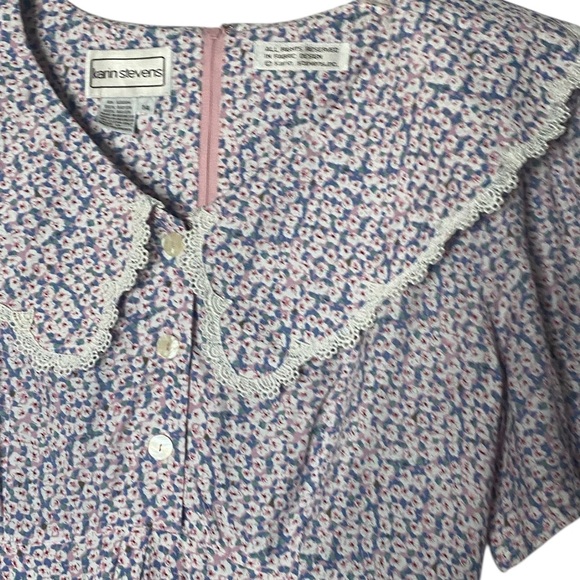 NWT Karin Stevens 90s Floral Maxi Dress 14 Gunne Sax Style Dusty Rose&Periwinkle - Picture 5 of 16